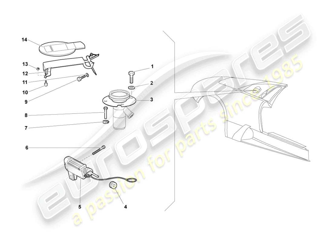 lamborghini murcielago coupe (2002) tankklappe - ersatzteildiagramm