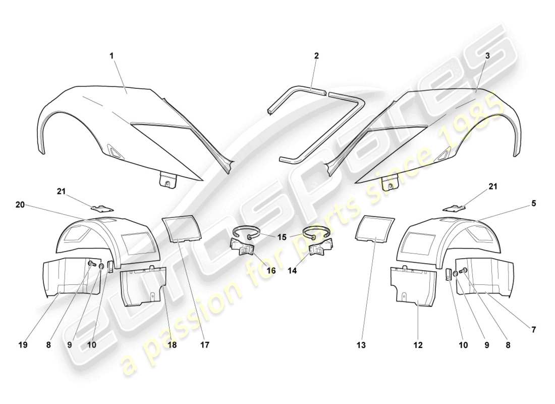 lamborghini murcielago coupe (2004) wing front teilediagramm