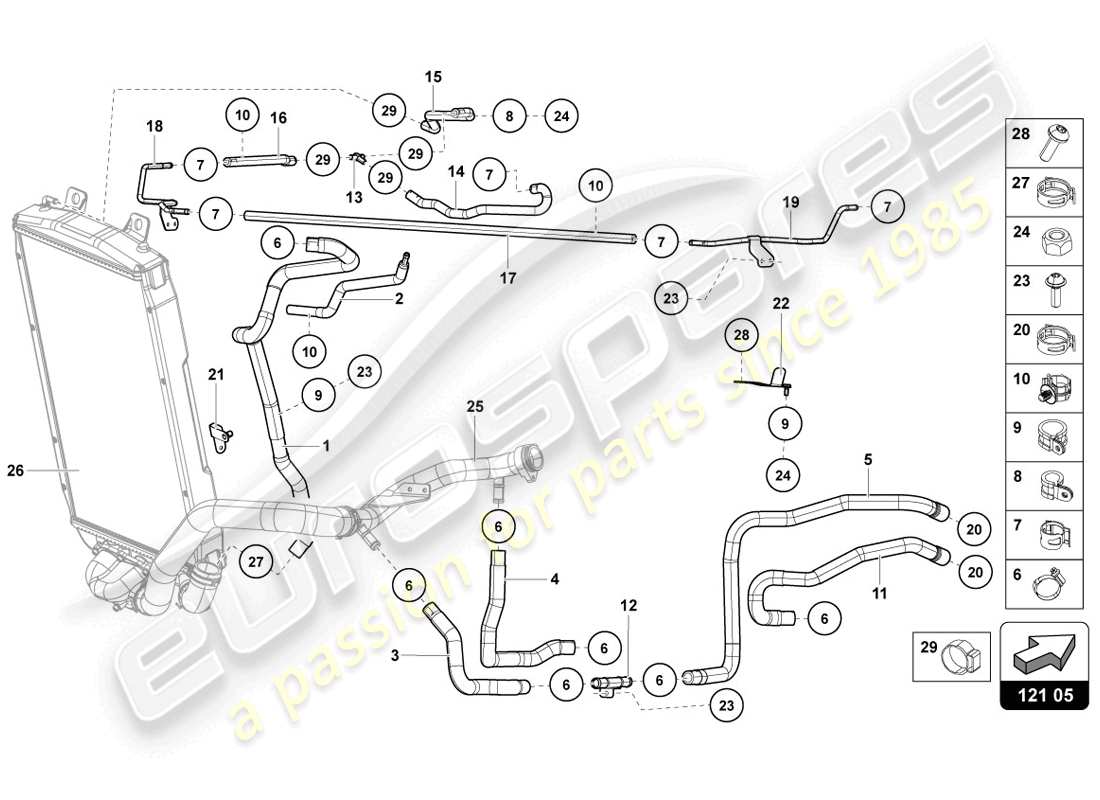 lamborghini lp720-4 coupe 50 (2014) teilediagramm des kühlsystems