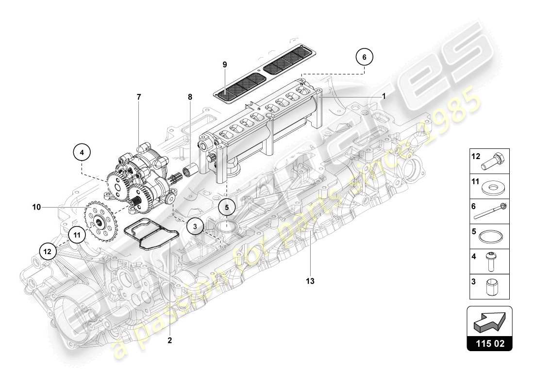 lamborghini 2014 (lp720-4 coupe 50) ölpumpe ersatzteildiagramm