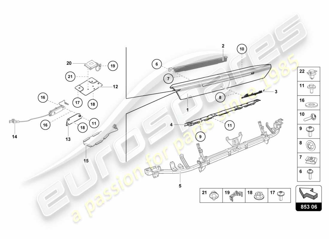 lamborghini 2019 (lp580-2 coupe) rückwand oberteil teilediagramm