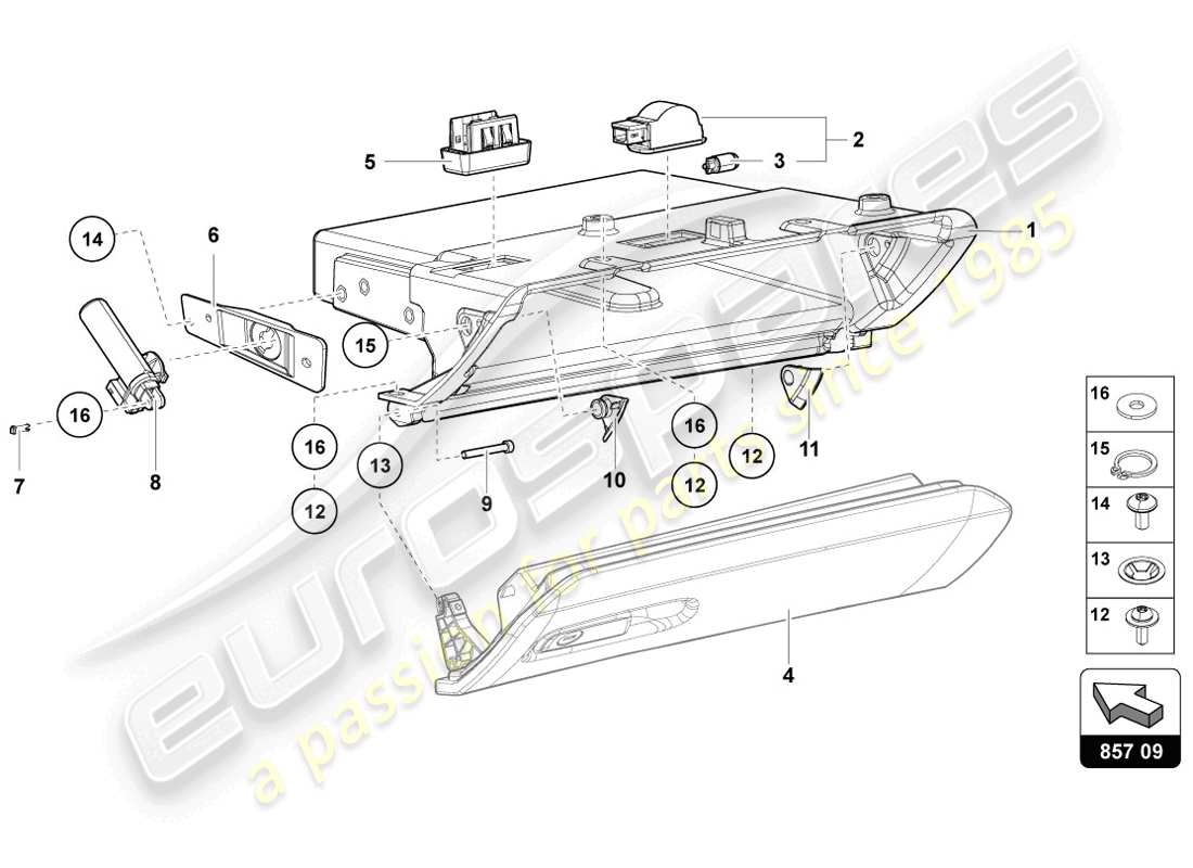 lamborghini 2014 (lp720-4 coupe 50) handschuhfach ersatzteildiagramm