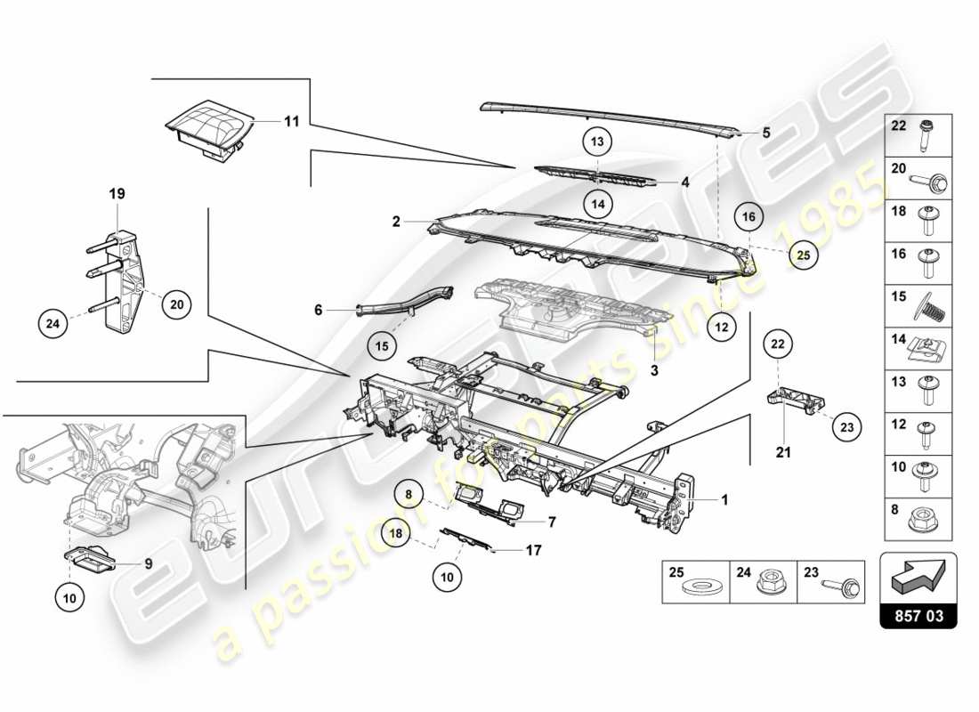 lamborghini lp580-2 spyder (2017) dashboard-ersatzteildiagramm