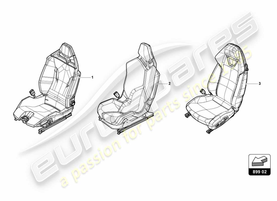 lamborghini lp580-2 spyder (2019) sitz, komplett ersatzteildiagramm