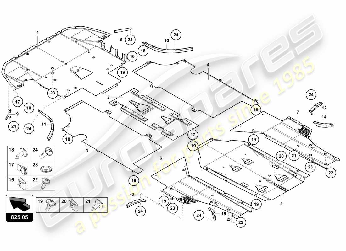 lamborghini centenario roadster (2017) verkleidung für unteren rahmenteil teilediagramm