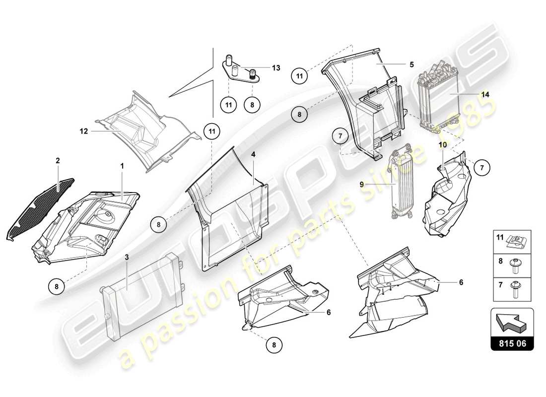 lamborghini lp740-4 s coupe (2020) luftkanal-pappe ersatzteildiagramm