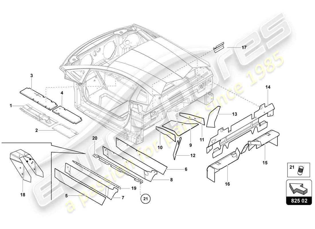 lamborghini lp720-4 coupe 50 (2014) dämpfer für tunnel ersatzteildiagramm