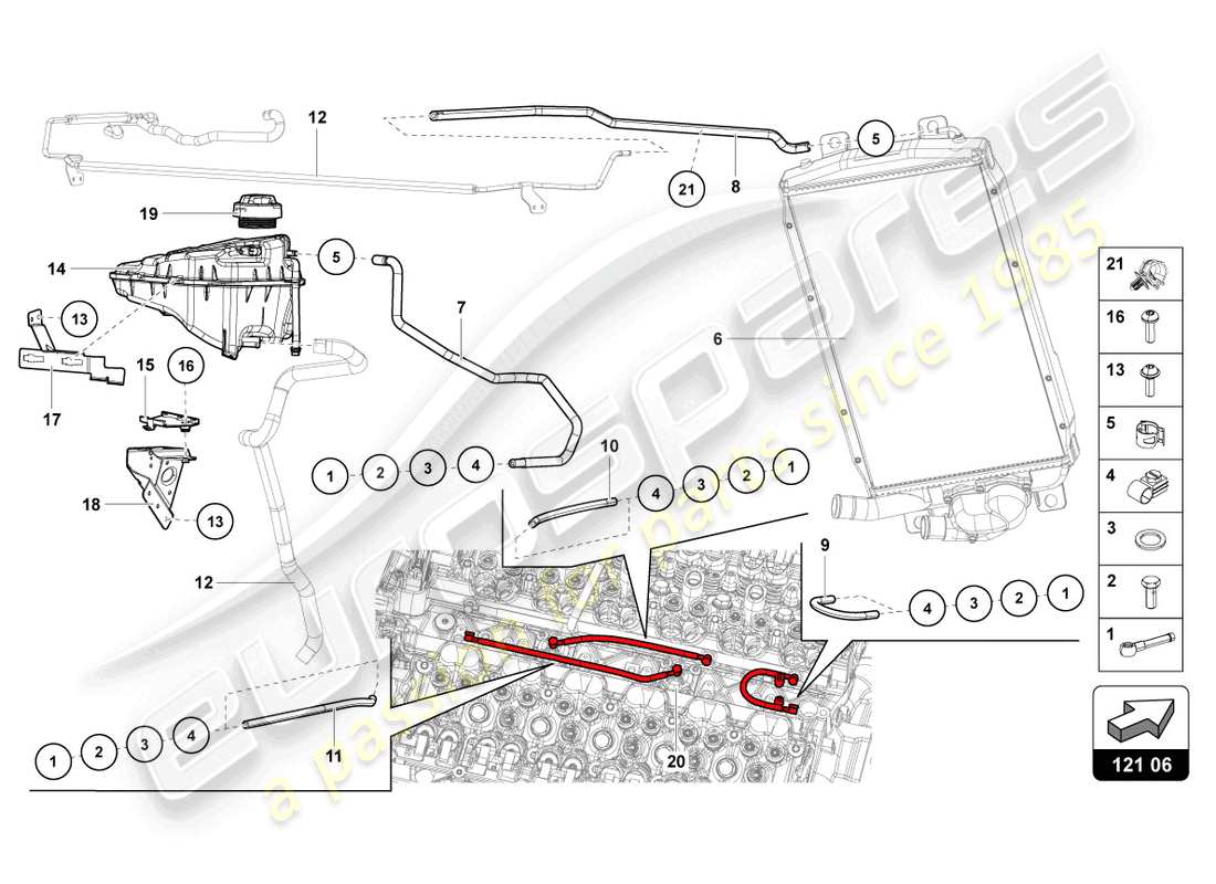 lamborghini lp750-4 sv coupe (2015) teilediagramm des kühlsystems