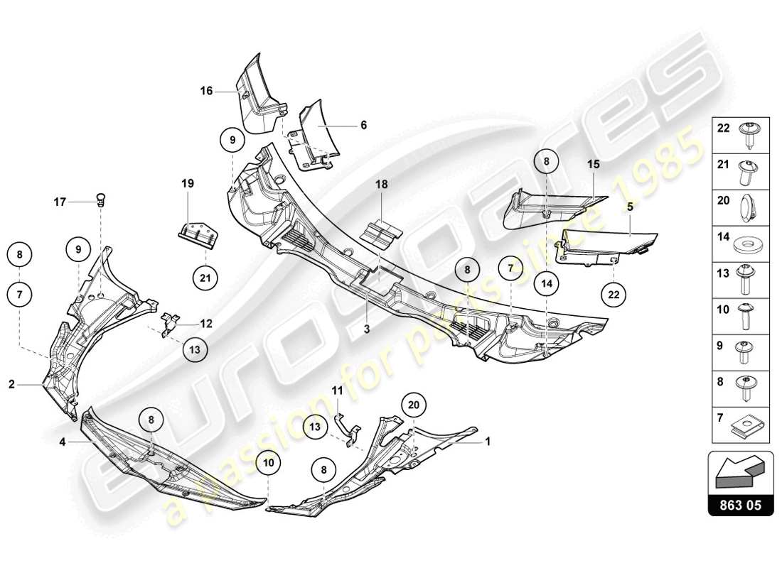 lamborghini lp720-4 coupe 50 (2014) bodenbelag des gepäckraums ersatzteildiagramm