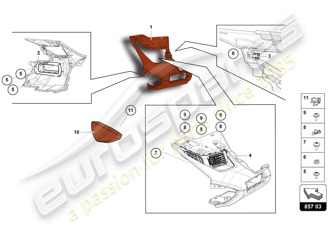 lamborghini lp720-4 coupe 50 (2014) instrumententafel ersatzteildiagramm