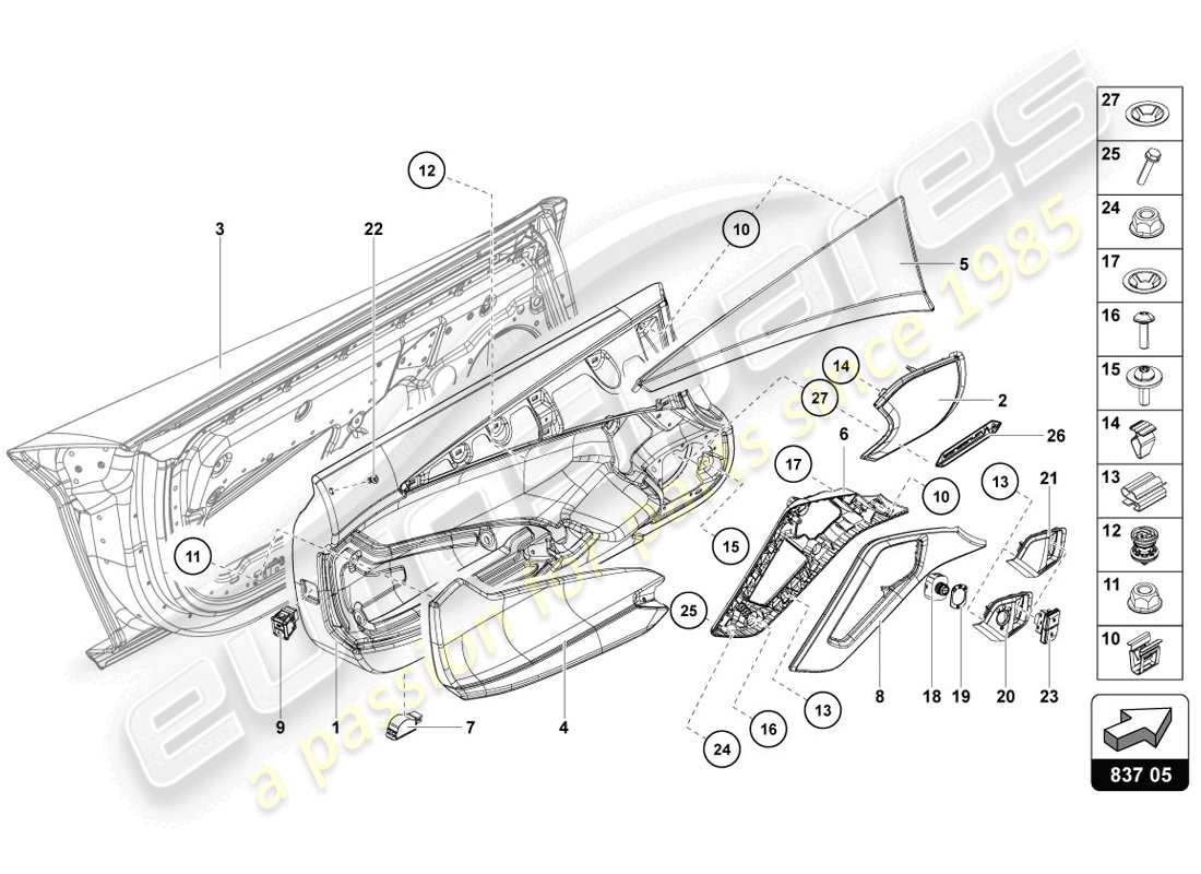 lamborghini lp720-4 coupe 50 (2014) fahrer- und beifahrertür teilediagramm