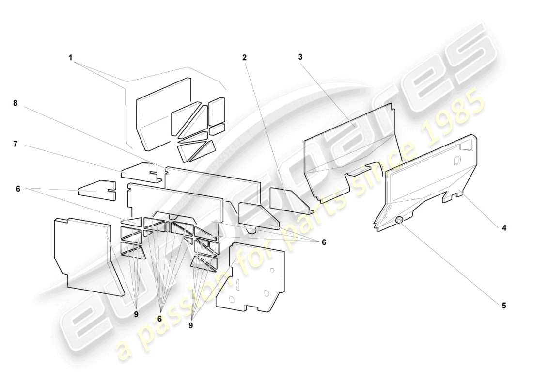 lamborghini murcielago coupe (2005) wärmeschild ersatzteildiagramm