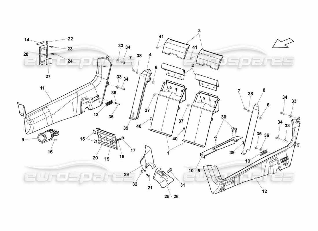 lamborghini murcielago lp670 teilediagramm für fahrgastraumverkleidungen