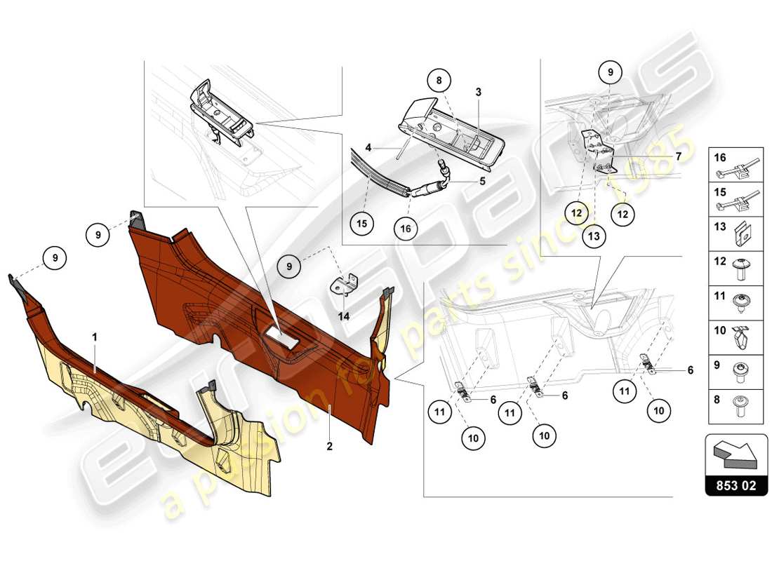 lamborghini lp720-4 coupe 50 (2014) säulenverkleidung ersatzteildiagramm