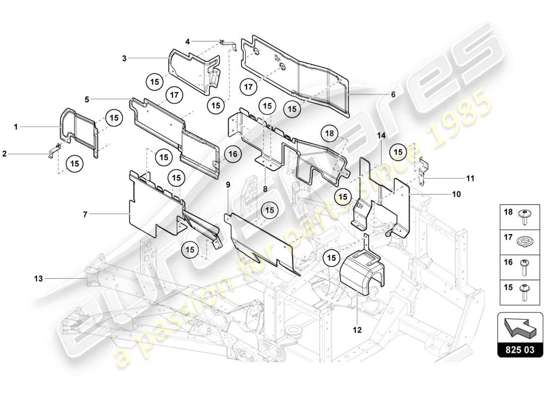 lamborghini lp720-4 coupe 50 (2014) wärmeschild ersatzteildiagramm