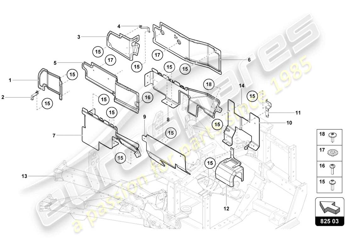 lamborghini lp720-4 coupe 50 (2014) hitzeschild teilediagramm