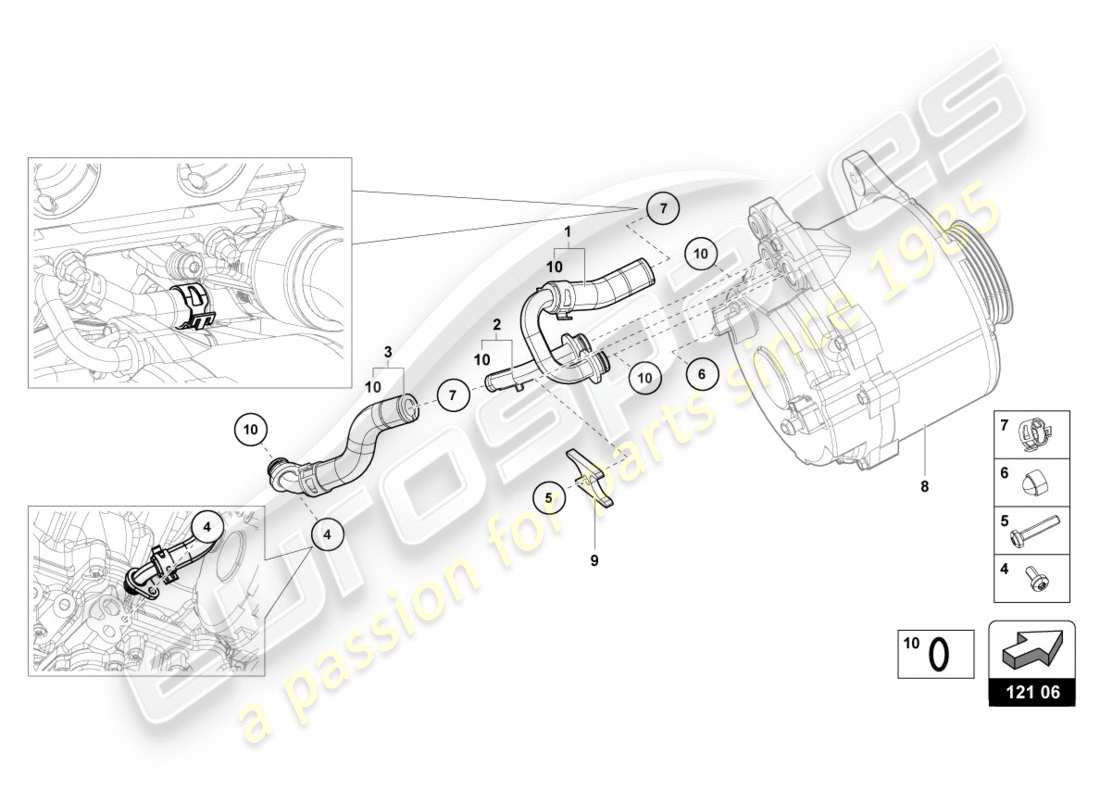 lamborghini 2016 (lp610-4 avio) kühlmittelschläuche und -rohre ersatzteildiagramm