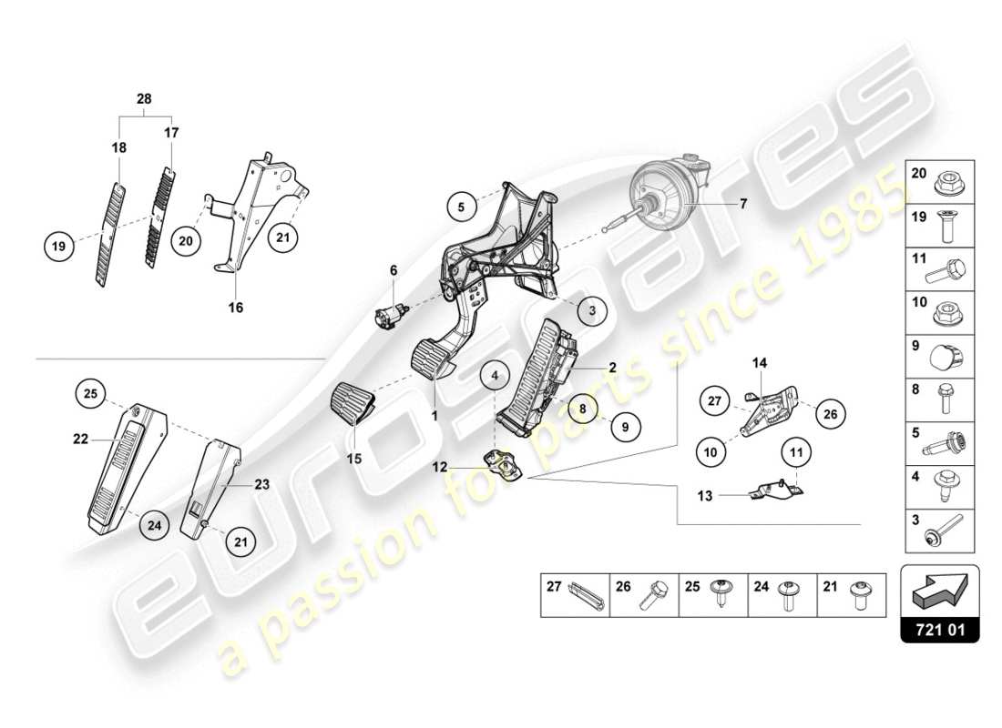lamborghini 2016 (lp610-4 coupe) brems- und beschleunigungshebelmech. teilediagramm