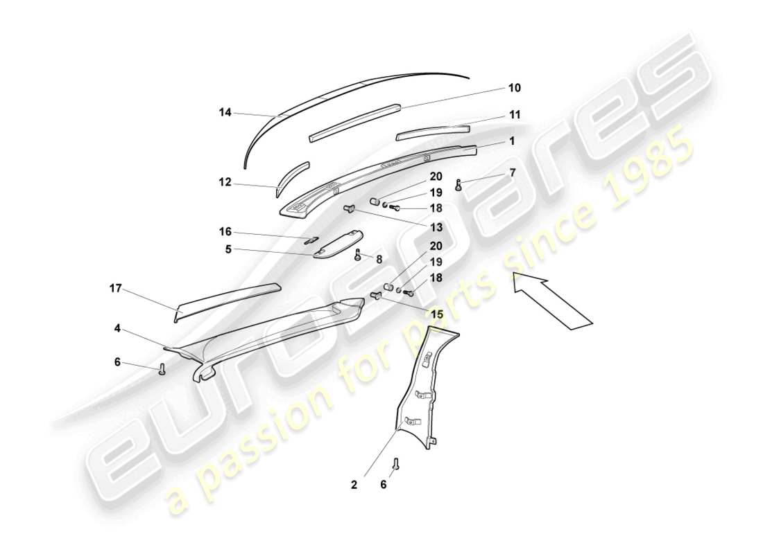 lamborghini murcielago roadster (2005) schallabsorbatoren ersatzteildiagramm