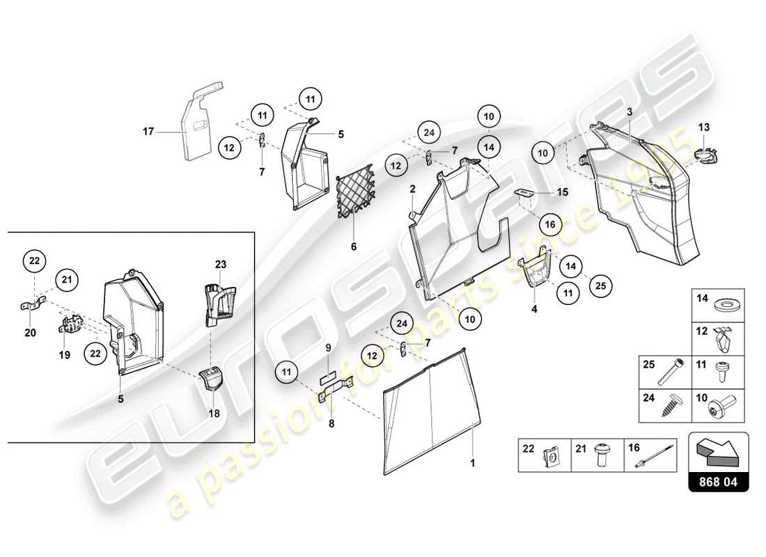 lamborghini 2015 (lp720-4 roadster 50) heckverkleidung teilediagramm