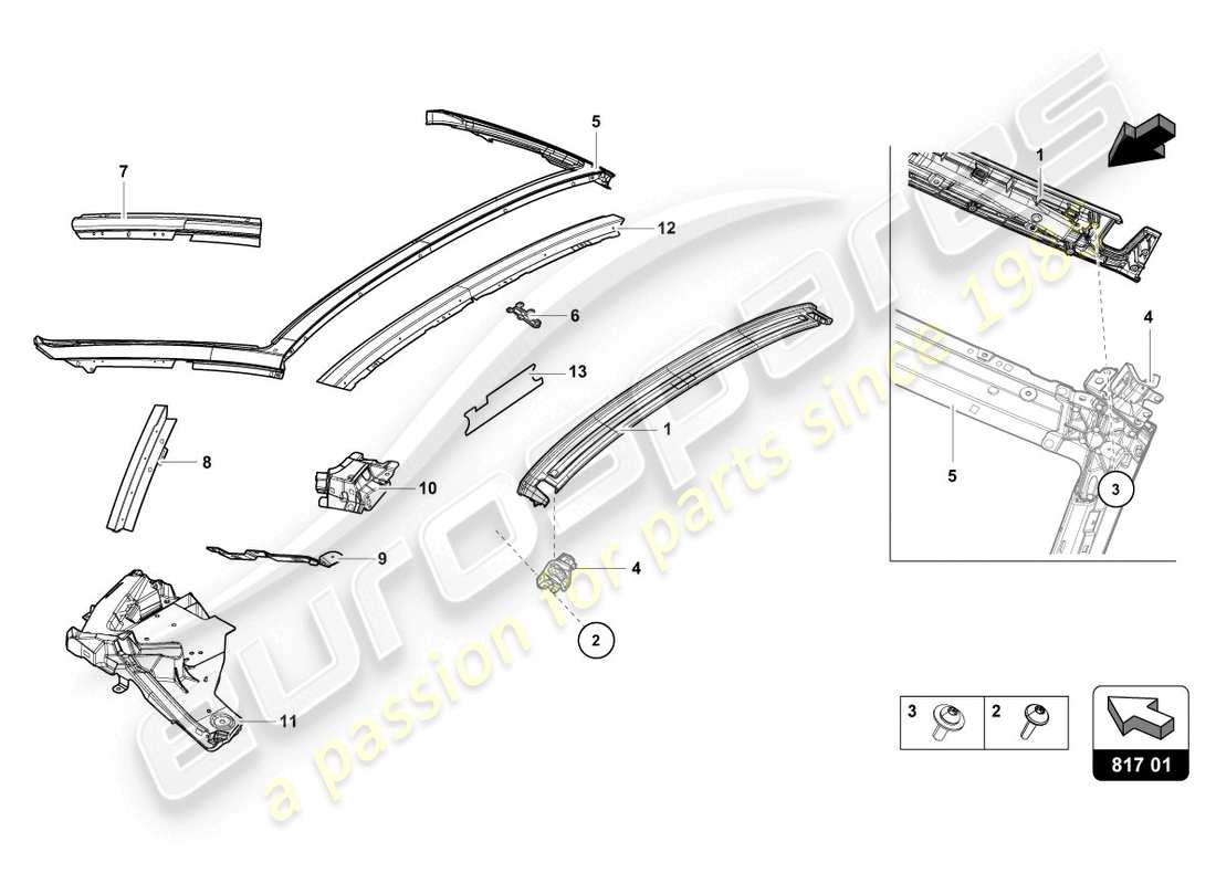 lamborghini evo spyder 2wd (2020) klappfenster - ersatzteildiagramm