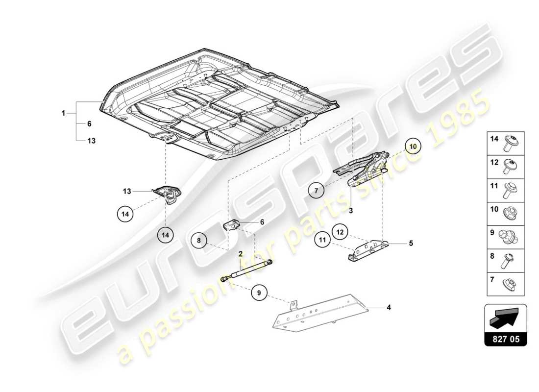 lamborghini evo spyder (2020) hintere klappe - teilediagramm