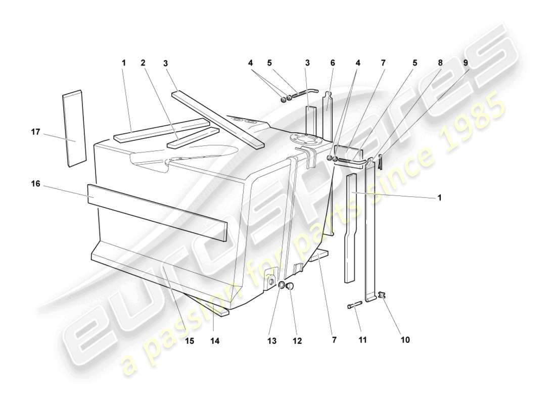 lamborghini murcielago coupe (2004) kraftstofftank mit anbauteilen ersatzteildiagramm