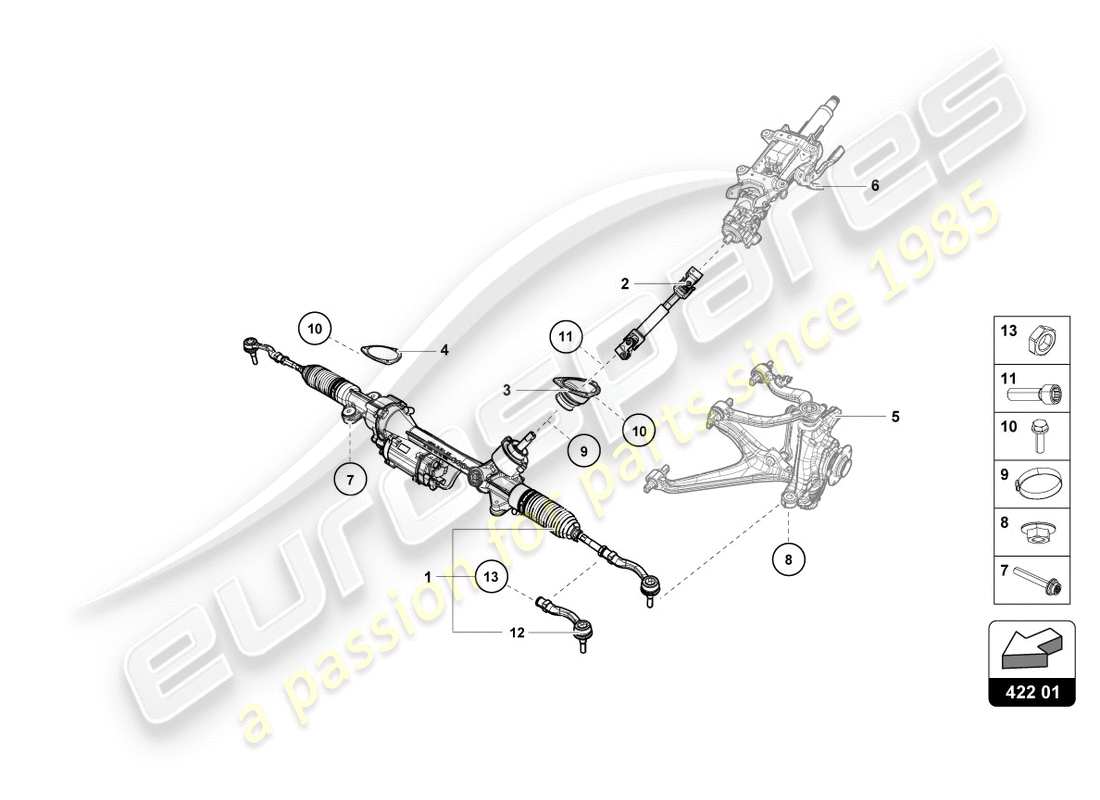 lamborghini lp580-2 spyder (2018) servolenkung - teilediagramm