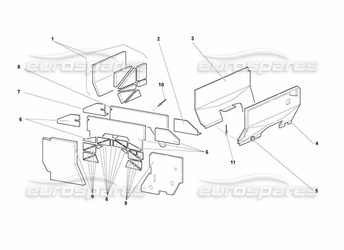 lamborghini murcielago lp670 teilediagramm für isolierung und schalldämmung