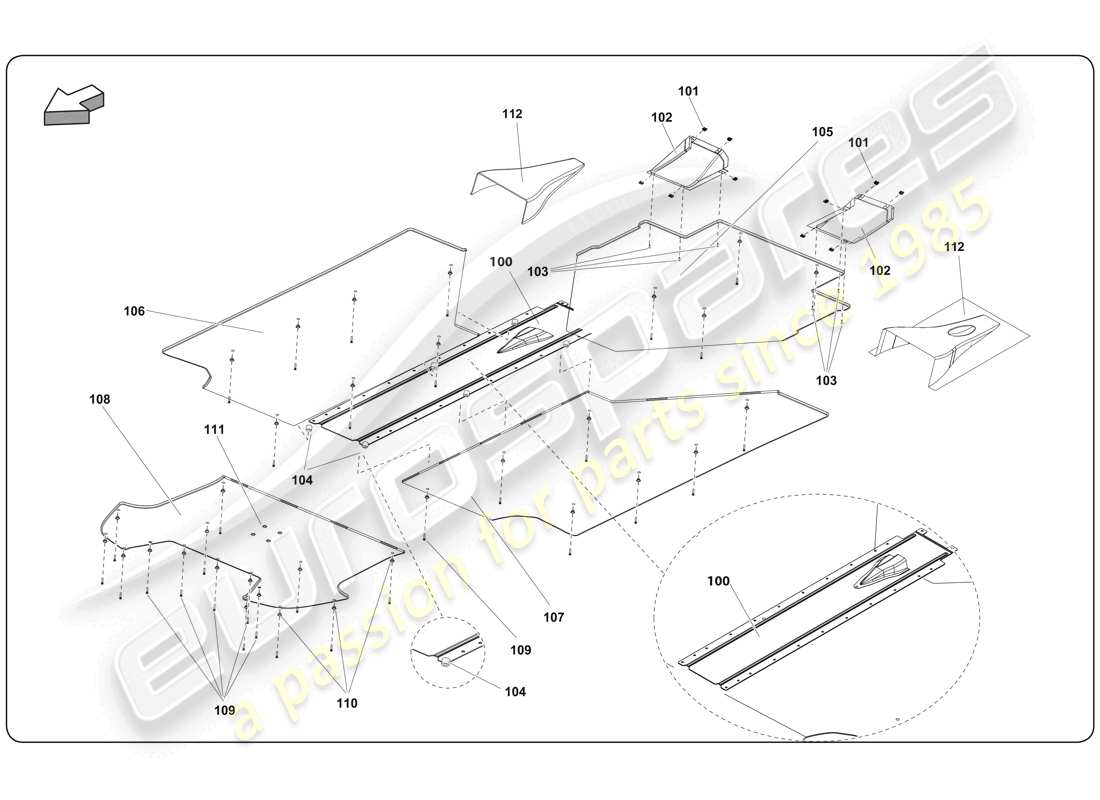 lamborghini super trofeo (2009-2014) underfloor-ersatzteildiagramm