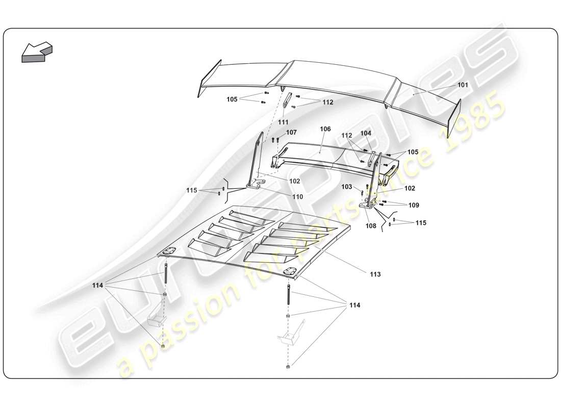 lamborghini super trofeo (2009-2014) motorhaube teilediagramm