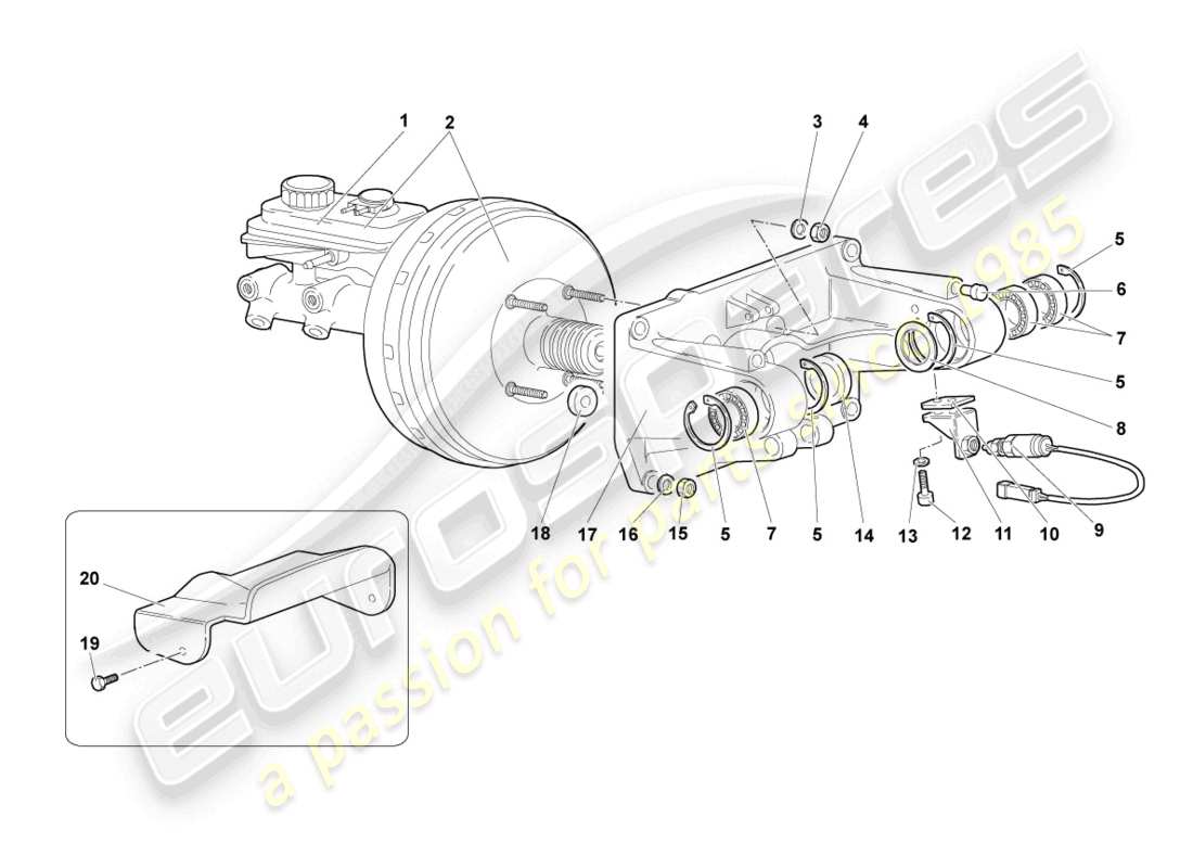 lamborghini murcielago coupe (2002) bremsservo lhd ersatzteildiagramm