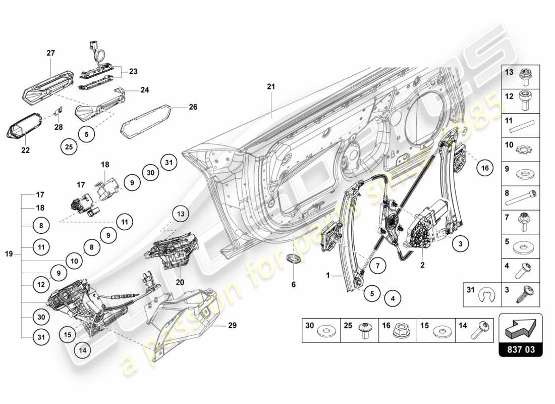 lamborghini lp700-4 coupe (2012) fahrer- und beifahrertür teilediagramm