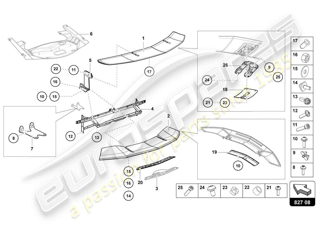 lamborghini lp750-4 sv roadster (2016) heckspoiler teilediagramm