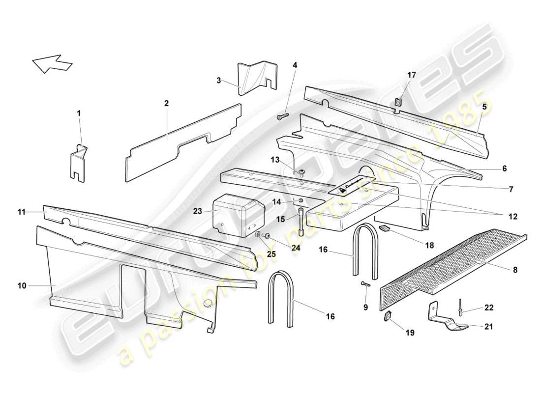 lamborghini murcielago coupe (2004) schallabsorbatoren ersatzteildiagramm