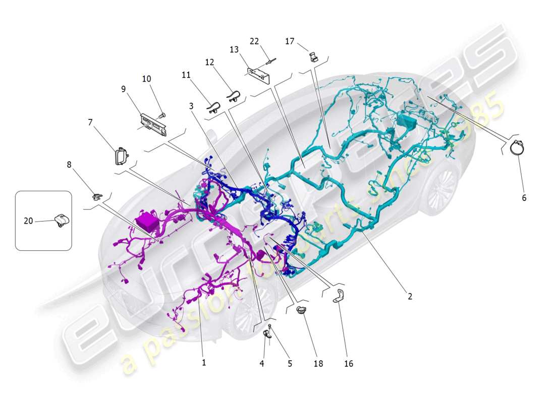 maserati ghibli fragment (2022) hauptverkabelung teilediagramm