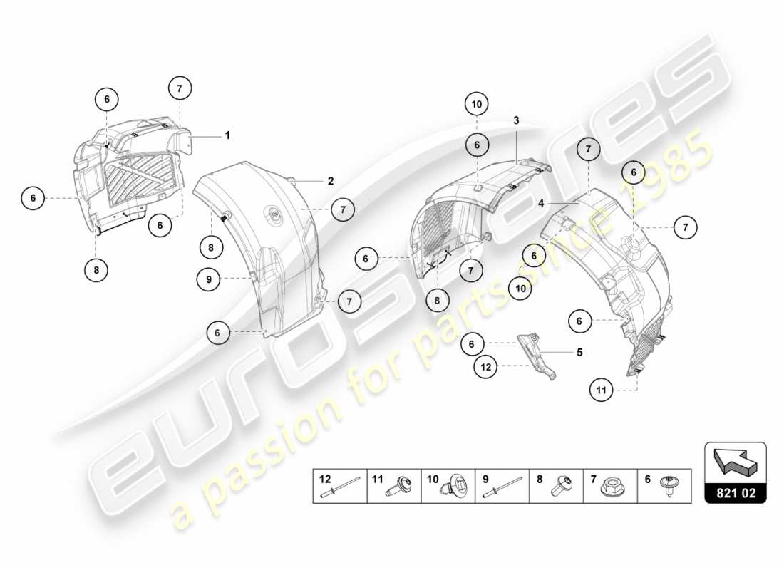 lamborghini lp580-2 spyder (2018) radkastenverkleidung ersatzteildiagramm