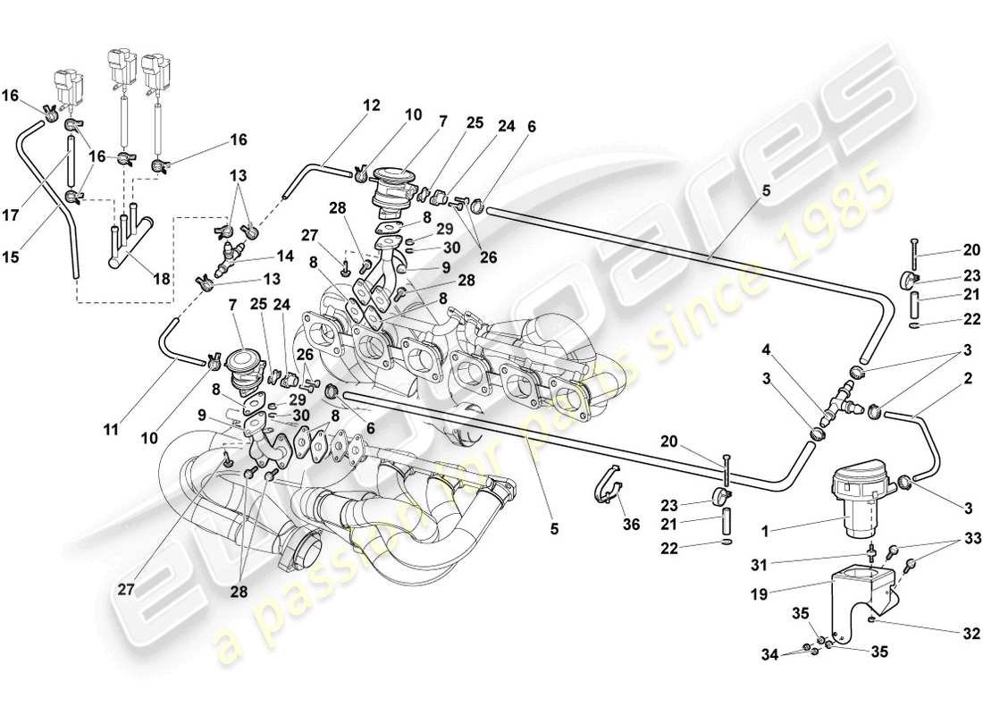 lamborghini murcielago coupe (2006) sekundärluftpumpe teilediagramm