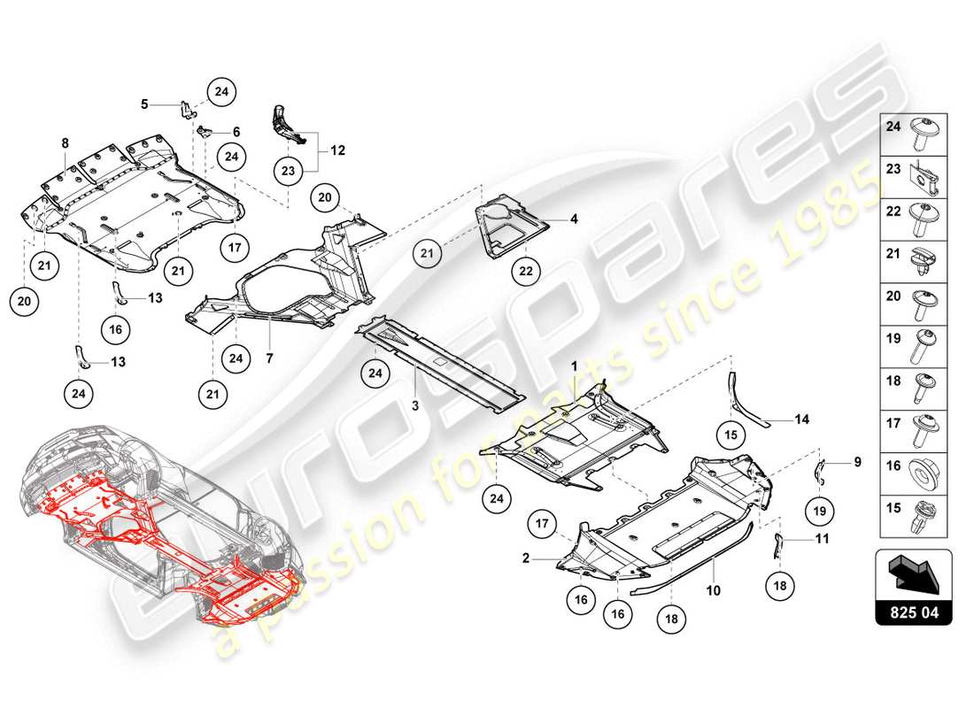 lamborghini evo spyder (2020) verzierung für rahmenunterteil ersatzteildiagramm