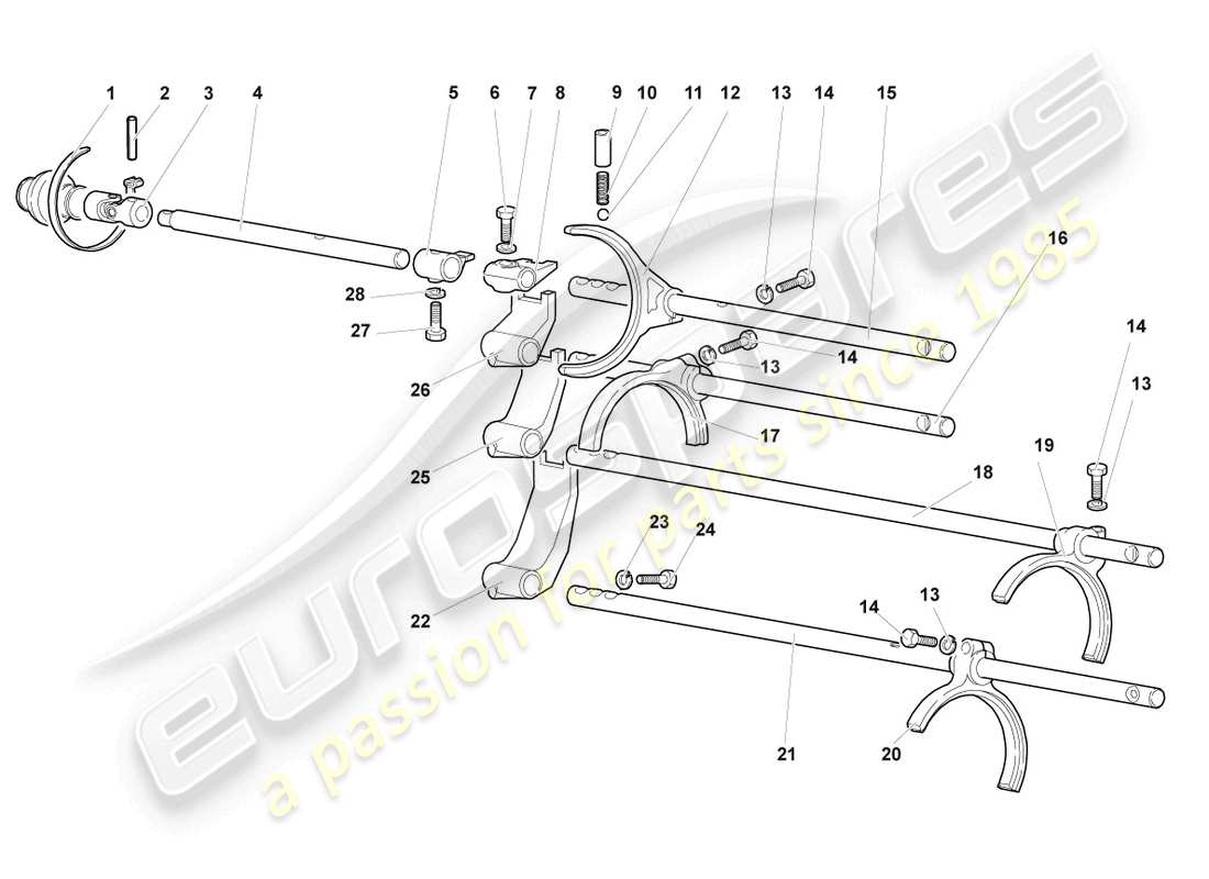 lamborghini murcielago roadster (2005) auswahlmechanismus - ersatzteildiagramm