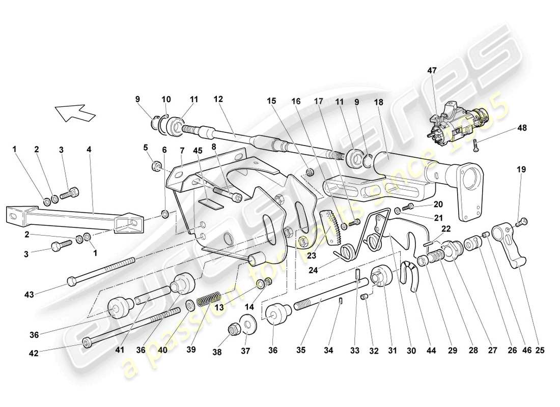 lamborghini murcielago roadster (2005) lenksäule ersatzteildiagramm