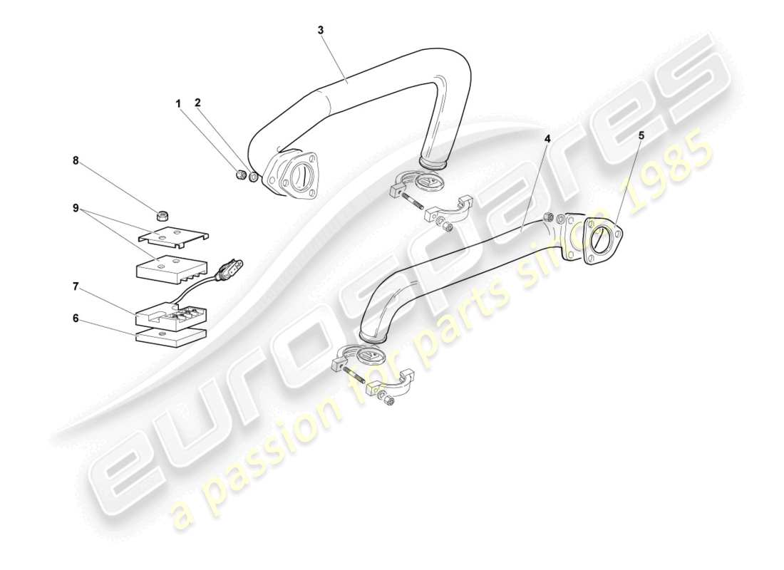 lamborghini murcielago coupe (2002) auspuffanlage teilediagramm