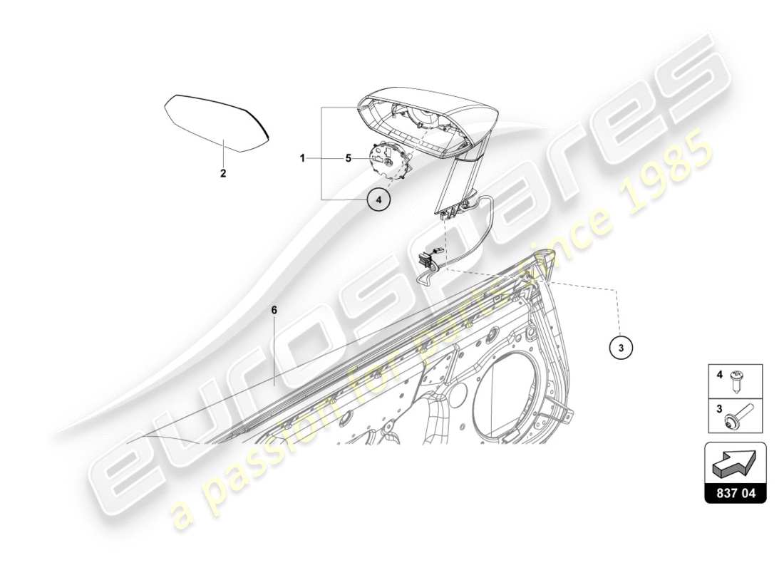 lamborghini lp700-4 coupe (2012) aussenspiegel ersatzteildiagramm