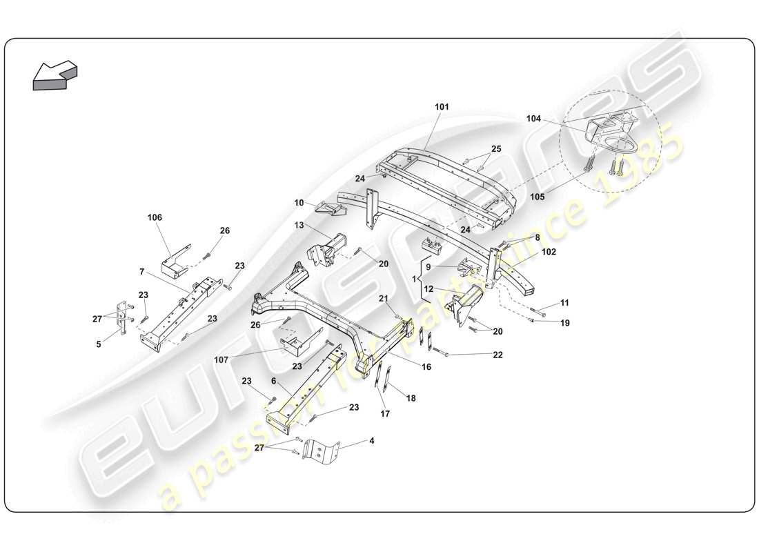 lamborghini super trofeo (2009-2014) chassis element teilediagramm