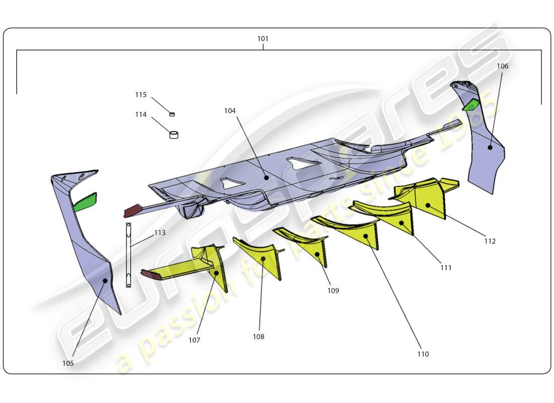 lamborghini super trofeo (2009-2014) heckdiffusor - fl ersatzteildiagramm