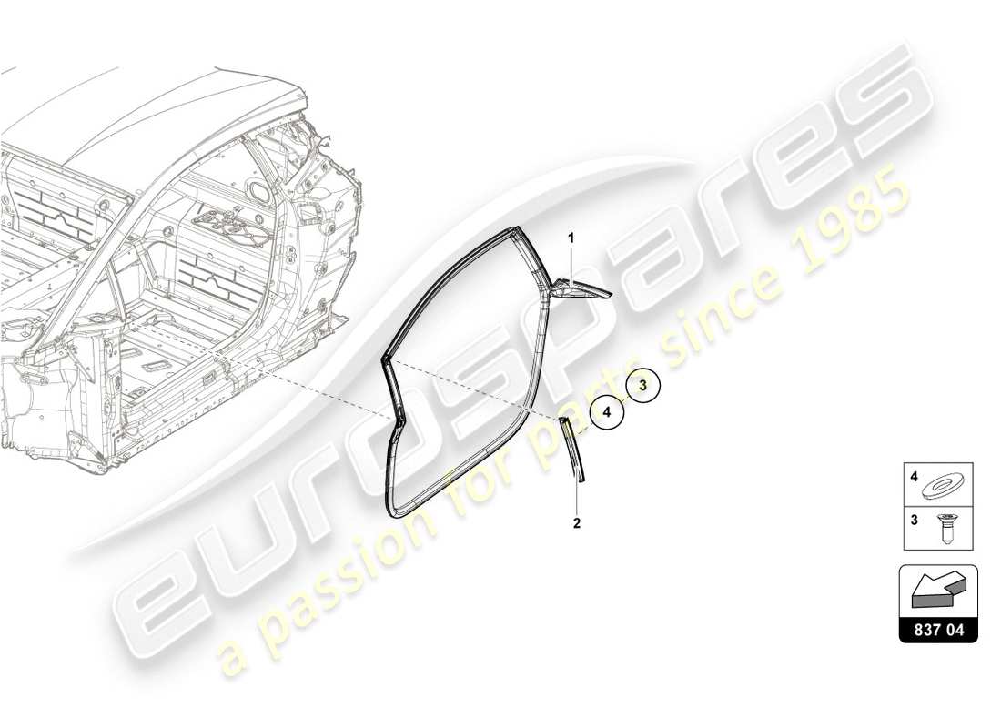 lamborghini evo coupe (2020) türdichtung ersatzteildiagramm