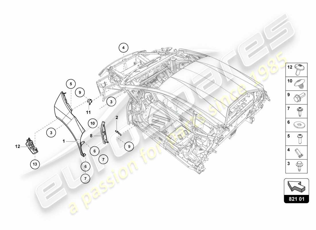 lamborghini performante coupe (2018) wing protector front ersatzteildiagramm