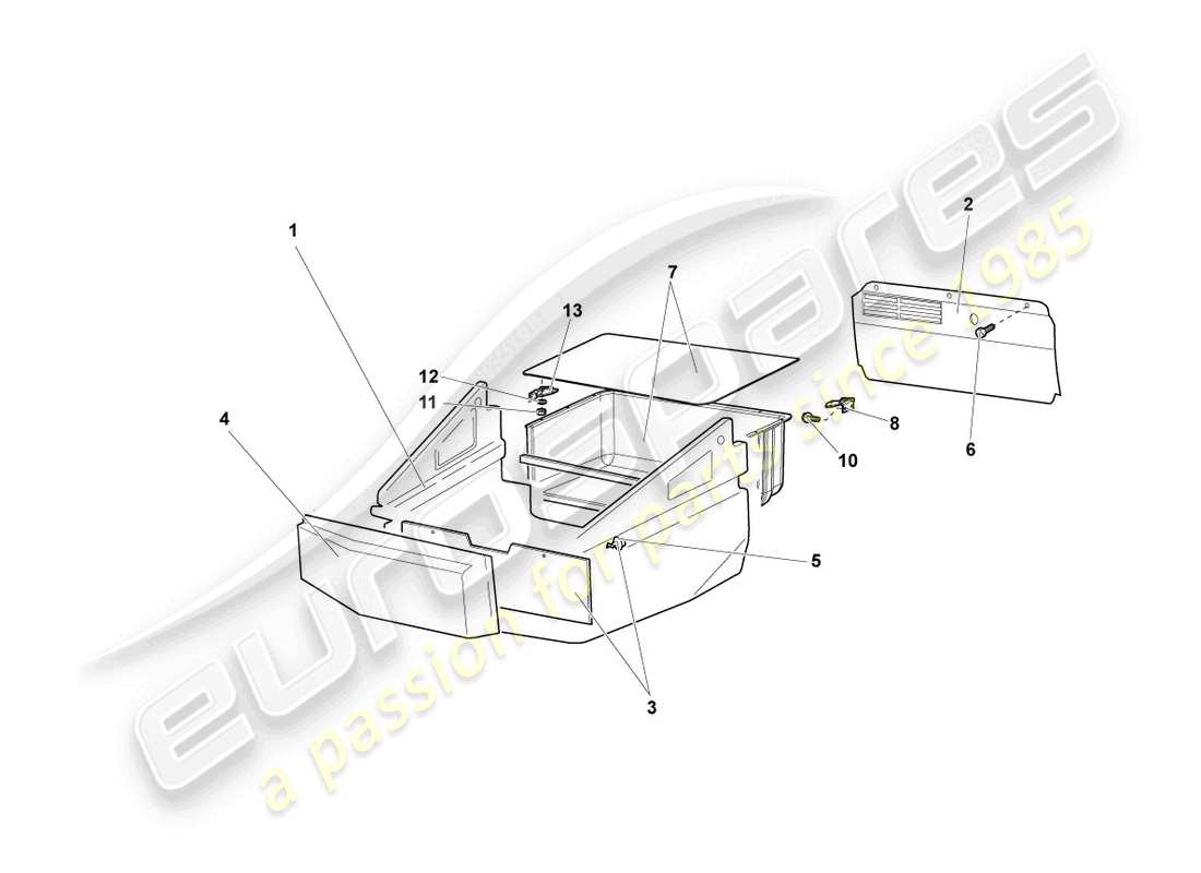 lamborghini murcielago coupe (2004) kofferraumverkleidungen ersatzteildiagramm