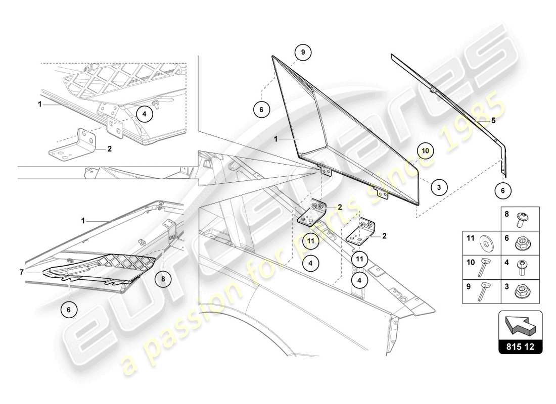 lamborghini lp740-4 s roadster (2020) luftkanal aus karton teilediagramm