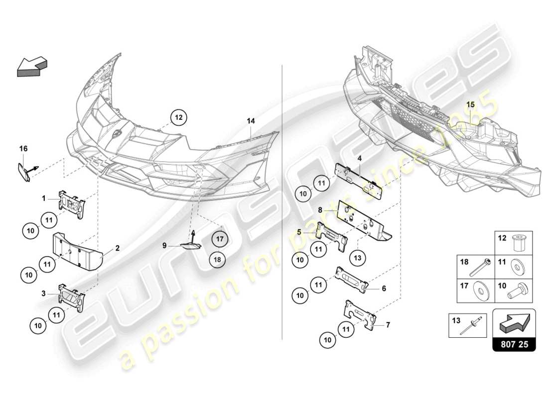 lamborghini lp770-4 svj coupe (2021) stoßstange, komplett ersatzteildiagramm